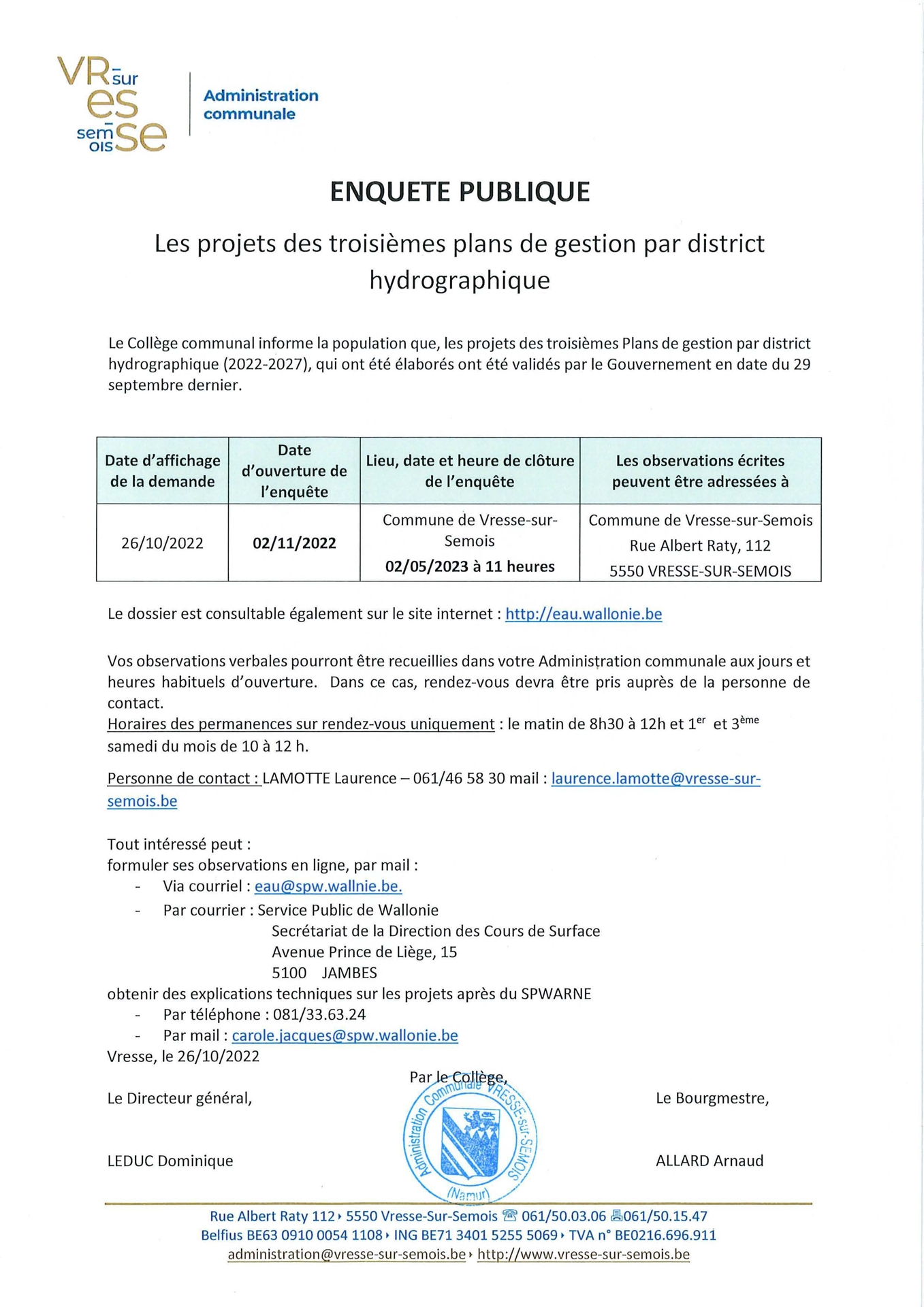 enquete publique Les projets des troisièmes plans de gestion par district hydrographique