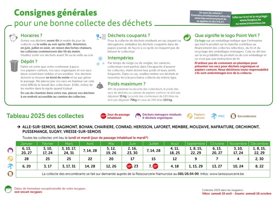 Calendrier VRESSE 2025